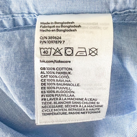 H&M Boys Cotton Button Down Shirt - Light Blue, Size 8 - Picture 3 of 6